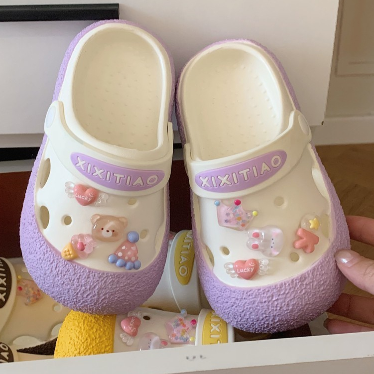 Gấu Nhỏ Giày Sandal Trẻ Em Dép Shit-stepping Lỗ Giày EVA Đế Mềm Chống Trơn Trượt Dép Trẻ Em Dép Dép Trẻ Em Một Giày Hai-
