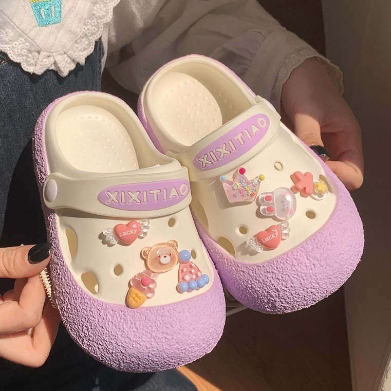 Gấu Nhỏ Giày Sandal Trẻ Em Dép Shit-stepping Lỗ Giày EVA Đế Mềm Chống Trơn Trượt Dép Trẻ Em Dép Dép Trẻ Em Một Giày Hai-