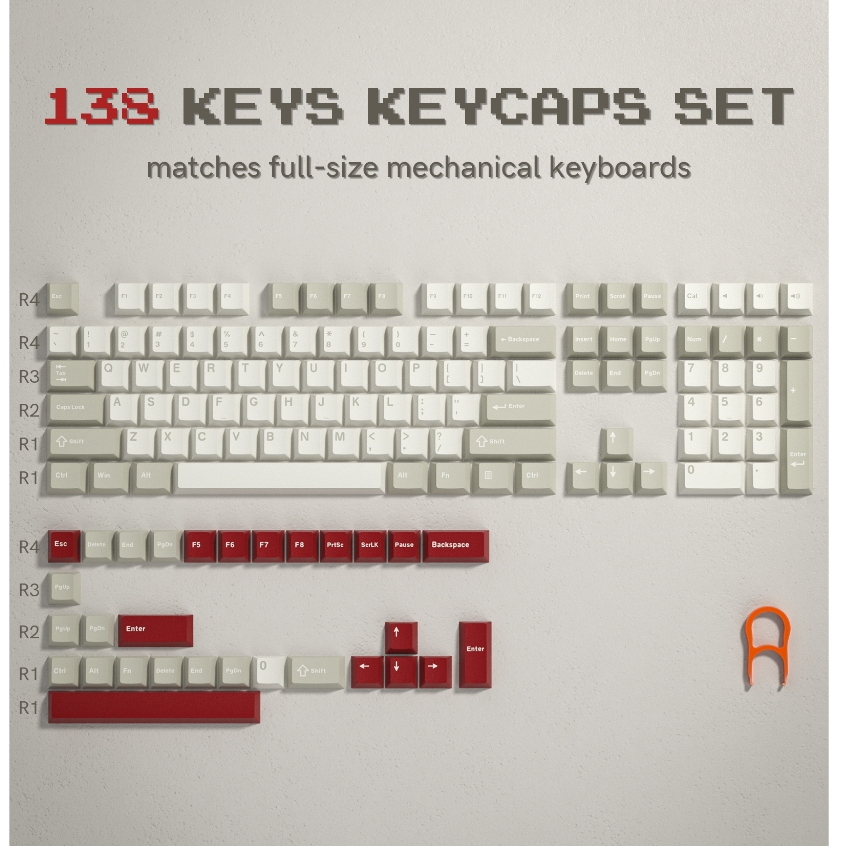 Womier 138 Phím Trò Chơi Retro Keycaps Tùy Chỉnh Mũ Chìa Khóa Bộ Anh Đào Hồ Sơ PBT Mũ Chìa Khóa Dành Cho Cherry MX Công Tắc Bàn Phím Cơ | BigBuy360 - bigbuy360.vn
