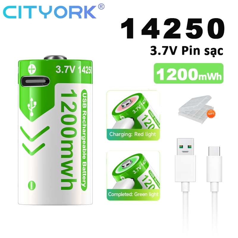 4 Viên14250 sạc pin lithium type-c sạc 14250 pin sạc 1 / 2AA 1200mAh-3 ...