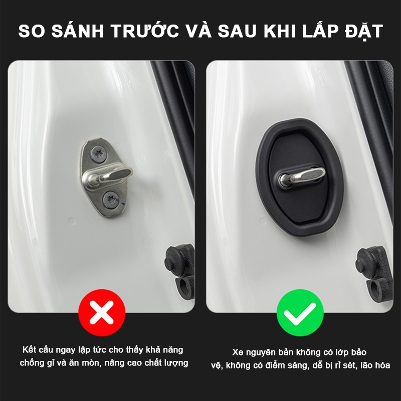 4 cái SEAMETAL Khóa cửa silicon Vỏ bảo vệ Khóa cửa ô tô Đệm hấp thụ sốc Miếng dán chống va chạm dày Fu