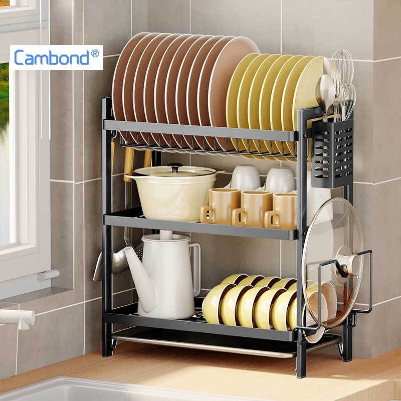 Cambond 2/3 Tầng Kệ Bếp Đĩa Đa Năng Thoát Nước Đĩa Giá Phơi Đĩa Tổ Chức Kệ Bảo Quản Giá Bếp
