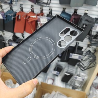 600d Từ Tính Thật Aramid Sợi Carbon Ốp Lưng Điện Thoại Samsung Galaxy S24 S23 Ultra 5G Kim Loại Len Vỏ Sạc Không Dây