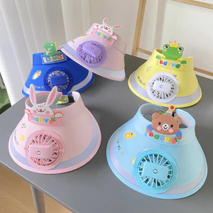 Mũ chống nắng cho bé kèm quạt chống tia UV mũ chống nắng vành rộng quạt mini bé trai bé gái che nửa đầu Baby sun hat【Chiosala12】