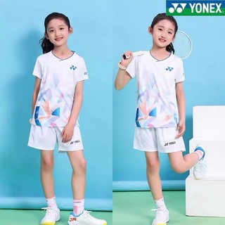 Áo thun cầu lông và quần vợt hợp thời trang YONEX Áo sơ mi tập luyện ngắn tay thoáng khí cho bé trai và bé gái