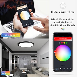 CANMEIJIA Đèn trần LED thông minh Đèn trần có thể điều chỉnh độ sáng 24W Bluetooth Wifi RGBW Đèn bảng LED có ứng dụng Điều khiển từ xa Đèn chiếu sáng trang trí cho phòng ngủ gia đình Phòng khách
