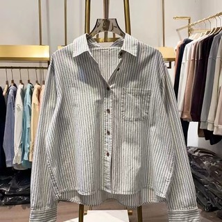 Phong Cách Hàn Quốc Nữ Nữ Rời Cotton Nguyên Chất Áo Sơ Mi Dài Tay Áo Baju Baju Wanita Lengan Panjang