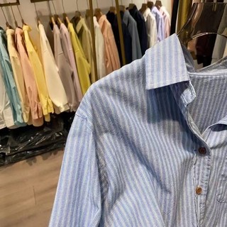 Phong Cách Hàn Quốc Nữ Nữ Rời Cotton Nguyên Chất Áo Sơ Mi Dài Tay Áo Baju Baju Wanita Lengan Panjang