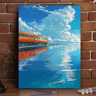 MOZI✨30 * 40cm / 40 * 50cm phong cảnh bầu trời tranh số hóa tranh tô màu theo số tranh sơn dầu số hoá Từ Xa Xe Lửa Phong Cảnh Kỹ Thuật Số Tranh Tự Làm Tranh Kỹ Thuật Số Làm Đầy Tranh Vẽ Tay Tranh Sơn Dầu Sơn Màu Tranh Trang Trí