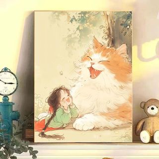 MOZI✨30 * 40cm / 40 * 50cm miêu nữ tranh tô màu theo số tranh số hóa tranh sơn dầu số hoá Mèo Và Bé Gái Số Tranh Sơn Dầu Tự Làm Tô Màu Tranh Số Tranh Vẽ Tay Chữa Bệnh Tranh Sơn Dầu Hoạt Hình Tranh Trang Trí Giá Trị Cao