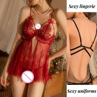 HYSEXY Nút Trước Bộ Đồ Ngủ Sling Váy Ngủ Nữ Ren Gợi Cảm Phối Cảnh Mùa Hè Homewear Gợi Cảm Đồng Phục SY01