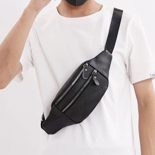 Genuine leather man‘s waist bag Multi functional sports bag belt bags