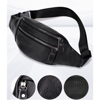 Genuine leather man‘s waist bag Multi functional sports bag belt bags