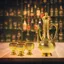 YYlingx [Tất cả đều có trong kho] Ấm Trà, Cốc Đền Vàng Trang Trí Vintage, Cốc Altar Trang Trí Hộ Gia Đình Kính Rượu Cổ Điển