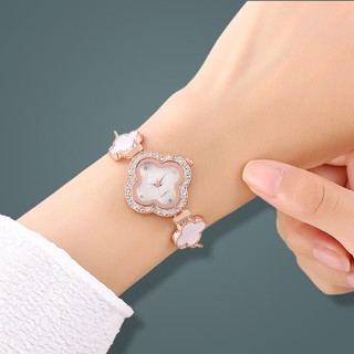 Đồng hồ nữ sinh viên cỏ bốn lá với kim cương ins phong cách đại học khí chất mặt số nhỏ trang trí vòng tay kéo lười biếng