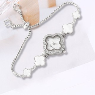 Cỏ ba lá bốn lá sang trọng nhẹ nhàng với kim cương ins vòng tay phong cách đại học đồng hồ thạch anh dành cho nữ