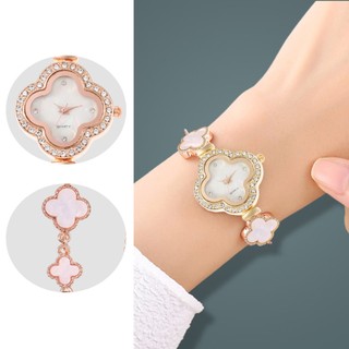Đồng hồ nữ sinh viên cỏ bốn lá với kim cương ins phong cách đại học khí chất mặt số nhỏ trang trí vòng tay kéo lười biếng