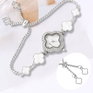 Đồng hồ nữ sinh viên cỏ bốn lá với kim cương ins phong cách đại học khí chất mặt số nhỏ trang trí vòng tay kéo lười biếng