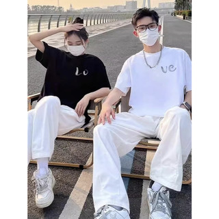 HIIXIIVI Thương Hiệu Mới 100% Cotton Unisex Áo Thun Nữ Tay Ngắn Nam Nữ Baggy Cổ Tròn Rời In Độc Đáo Cặp Đôi Tee
