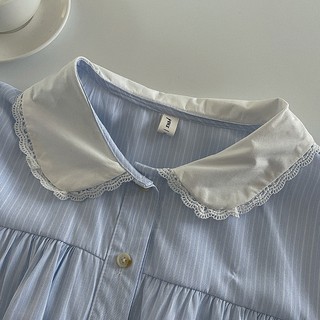 Phong Cách Hàn Quốc Nữ Nữ Sọc Dài Tay Áo Sơ Mi Baju Baju Wanita Lengan Panjang
