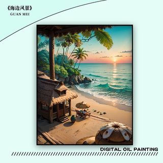 MOZI✨30 * 40cm / 40 * 50cm  Phong Cảnh Biển tranh tô màu theo số tranh số hóa tranh sơn dầu số hoá Kỹ Thuật Số Tranh Sơn Dầu Tự Làm Tranh Handmade Tô Màu Tranh Làm Đầy Tranh Vẽ Tay Tranh Kỹ Thuật Số Tranh Sơn Dầu Tranh Tay Tranh Trang Trí