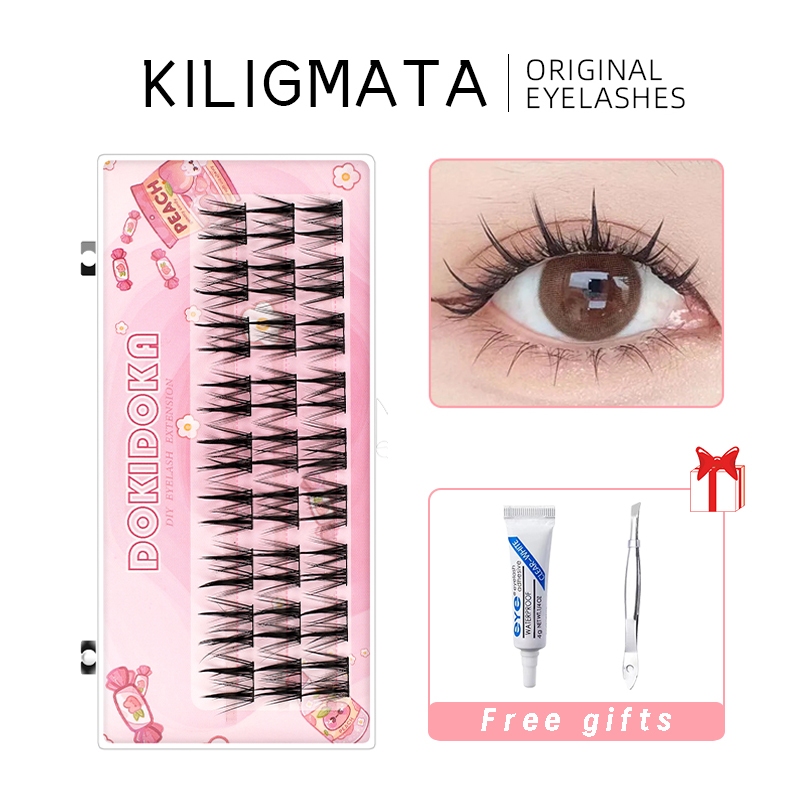 Kiligmatata DIY Cluster 10-12 Mix Lông mi dài vừa phải Trang điểm có thể tái sử dụng