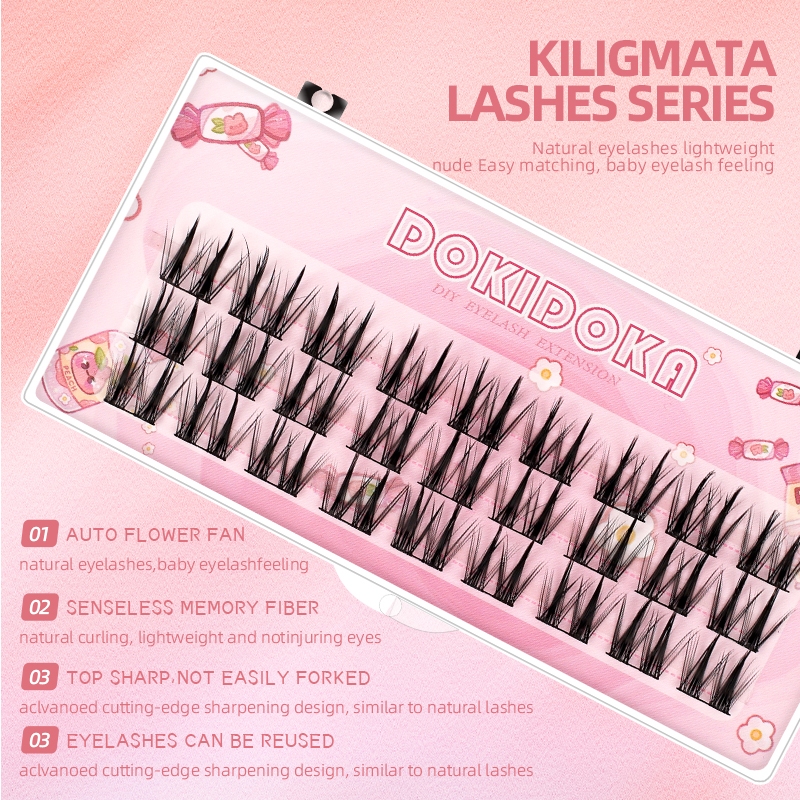 Kiligmatata DIY Cluster 10-12 Mix Lông mi dài vừa phải Trang điểm có thể tái sử dụng