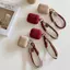 Hộp đựng tai nghe hình vuông màu đỏ rượu vang cho vỏ AirPods4 gen Vỏ bảo vệ dây đeo tay mặt cười Phong cách mới cho vỏ bảo vệ tai nghe AirPodsPro3 Tương thích với vỏ AirPodsPro Vỏ AirPods2gen