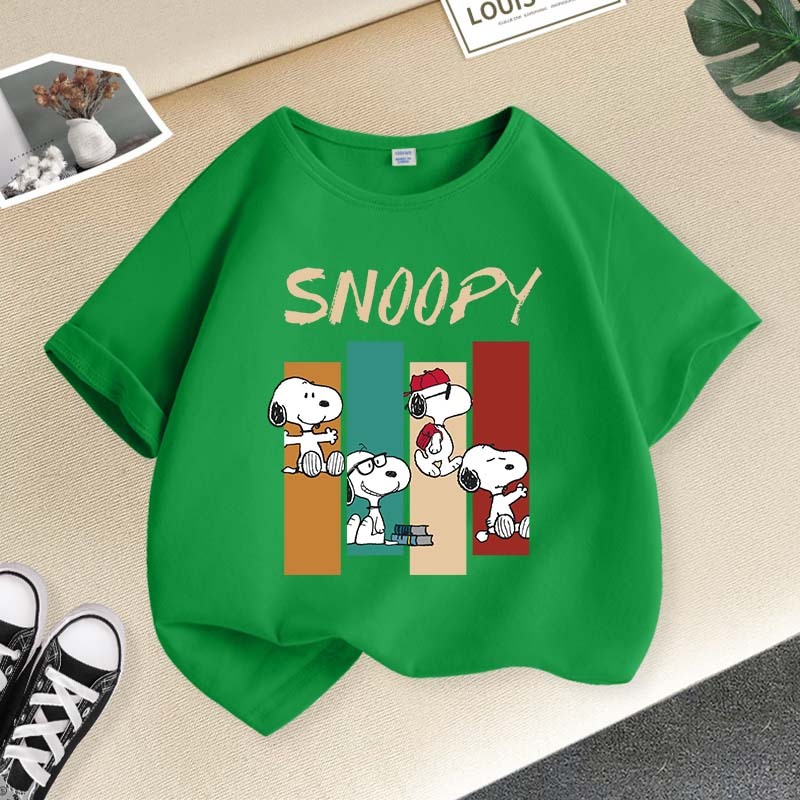 [110cm-160cm] Áo thun Cotton In Hình Snoopy Cho Bé Trai  Thấm Hút Mồ Hôi, Mềm Mại & Thoáng Khí  Thích Hợp Đi Chơi