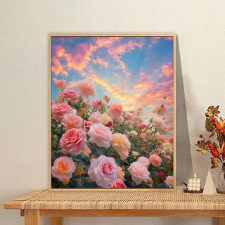 MOZI✨30 * 40cm / 40 * 50cm phong cảnh hoa hồng tranh tô màu theo số tranh số hóa tranh sơn dầu số hoá Hoa Hồng Trang Viên Sơn Dầu Kỹ Thuật Số Tự Làm Đầy Tranh Sơn Màu Tranh Vẽ Tay Tranh Acrylic Tranh Vẽ Tay Tranh Sơn Màu Tranh Sơn Dầu