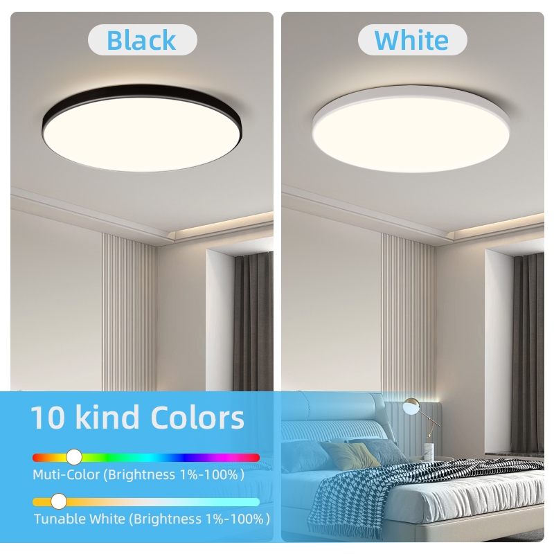 Đèn trần RGB Đèn trần Led Điều khiển từ xa Bluetooth 24W Chiếu sáng trong nhà Làm mờ 30cm Đèn bảng tròn