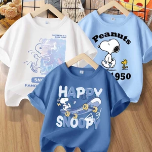 Áo thun Cotton In Hình Snoopy Cho Bé Trai Thấm Hút Mồ Hôi, Mềm Mại & Thoáng Khí Thích Hợp Đi Chơi