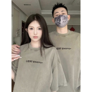 HIIXIIVI Áo thun unisex tay ngắn cotton cổ tròn, in độc đáo, dáng baggy cho cặp đôi