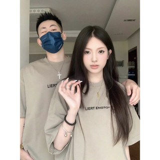 HIIXIIVI Áo thun unisex tay ngắn cotton cổ tròn, in độc đáo, dáng baggy cho cặp đôi