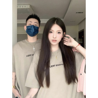 HIIXIIVI Áo thun unisex tay ngắn cotton cổ tròn, in độc đáo, dáng baggy cho cặp đôi
