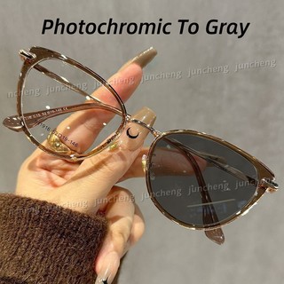 Retro Mắt Mèo Photochromic Kính Dành Cho Nữ Kính Khung Nhỏ Chống Ánh Sáng Xanh Và Chống Bức Xạ Kính Mắt