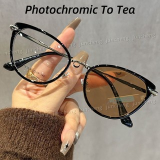 Retro Mắt Mèo Photochromic Kính Dành Cho Nữ Kính Khung Nhỏ Chống Ánh Sáng Xanh Và Chống Bức Xạ Kính Mắt