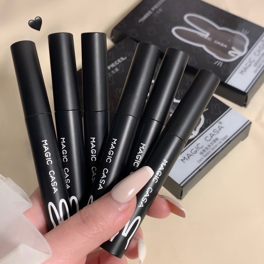 Set 3 Son Kem Thỏ Đen Magic Casa Không Thấm Nước, Lâu Trôi, Bền Màu Dark Rabbit Lip Glaze