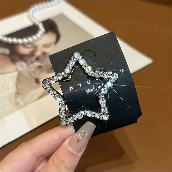 Kim Cương Giả Ngôi Sao Năm Cánh BB Kẹp Nữ Nổ Tóc Gãy Bên Kẹp Cao Cấp Rỗng Tóc Lưng Mũ Trùm Đầu