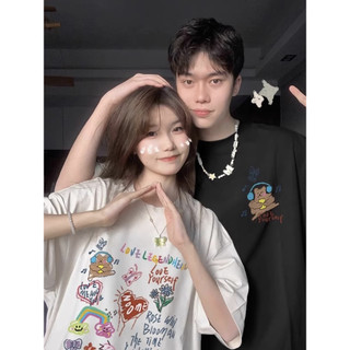 HIIXIIVI Thương Hiệu Mới 100% Cotton Unisex Áo Thun Nữ Tay Ngắn Nam Nữ Baggy Cổ Tròn Rời In Độc Đáo Cặp Đôi Tee