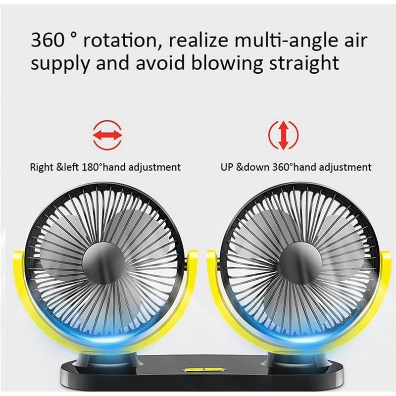Quạt Đôi Mini Đa Năng Dùng Nguồn USB Xoay 360 Độ Công Suất Lớn Cho Ô Tô Xe Hơi Văn Phòng Gia Đình