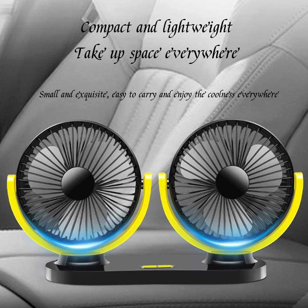 Quạt Đôi Mini Đa Năng Dùng Nguồn USB Xoay 360 Độ Công Suất Lớn Cho Ô Tô Xe Hơi Văn Phòng Gia Đình
