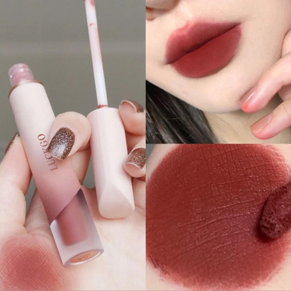 Son môi LUCKGO, chẳng hạn như trang điểm nhung, không trang điểm, màu môi