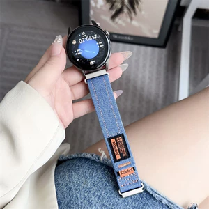 Dây đeo nylon 18mm 20mm 22mm cho Garmin Forerunner 55 158 165 168 245 255 265 645 Dây đeo cổ tay Velcro denim mát mẻ