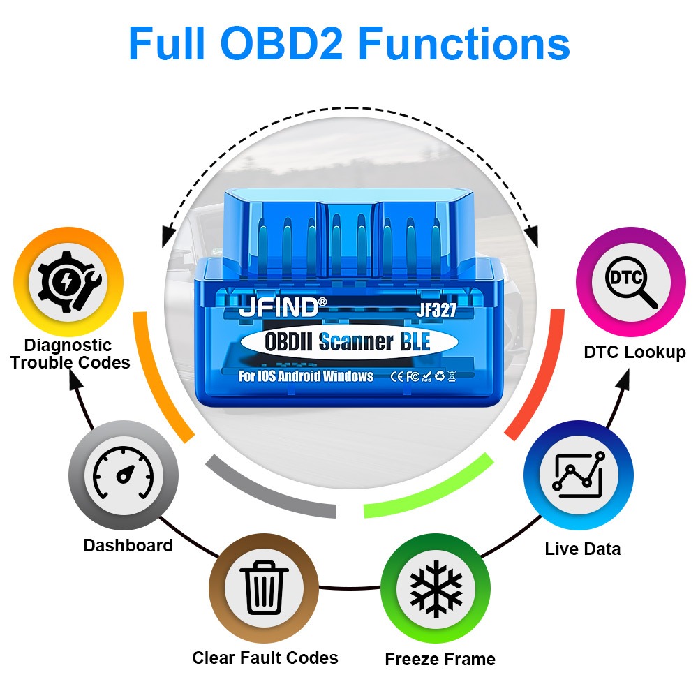 Máy quét xe máy JFIND JF327 V1.5 OBD2 Bluetooth5.0 cho Android / IOS cho Yamaha y15 3PIN đến 16PIN cho Honda 4PIN OBD 2 Cáp Đầu đọc mã lỗi ô tô Công cụ chẩn đoán tự động PK ELM327