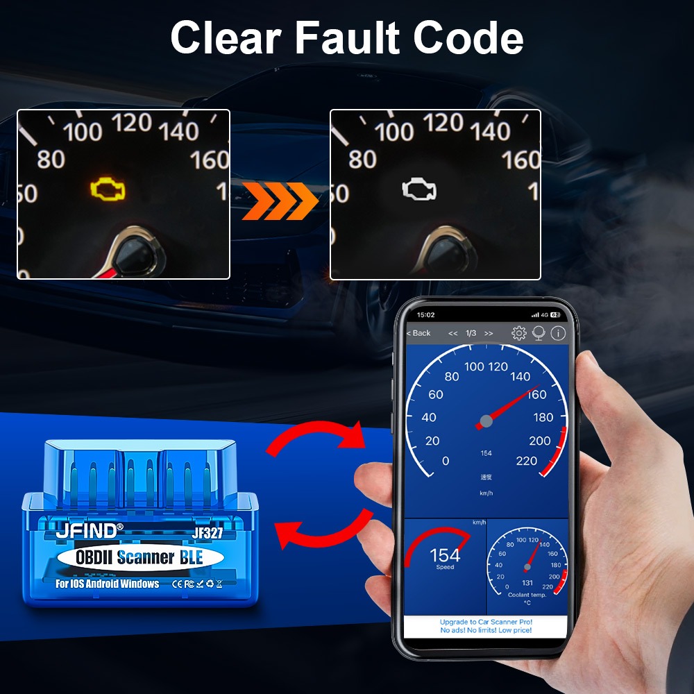 Máy quét xe máy JF327 JFIND V1.5 OBD2 cho Yamaha / Honda Bluetooth5.0 cho Android / IOS OBD2 Đầu đọc mã lỗi ô tô Công cụ chẩn đoán tự động PK ELM327