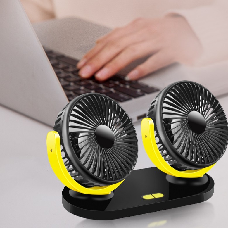 Quạt Đôi Mini Đa Năng Dùng Nguồn USB Xoay 360 Độ Công Suất Lớn Cho Ô Tô Xe Hơi Văn Phòng Gia Đình