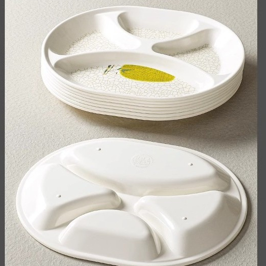 Đĩa Thực Phẩm Melamine Tròn Đĩa Ăn Ba Phân Đoạn Khay Ăn Bốn Lưới Đĩa Ăn Sáng Đa Lưới 211 Đĩa Lưới Ăn Tối Trẻ Em Đĩa Thức Ăn Nhanh Giảm Cân Định Lượng