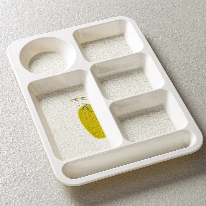 Đĩa Thực Phẩm Melamine Tròn Đĩa Ăn Ba Phân Đoạn Khay Ăn Bốn Lưới Đĩa Ăn Sáng Đa Lưới 211 Đĩa Lưới Ăn Tối Trẻ Em Đĩa Thức Ăn Nhanh Giảm Cân Định Lượng