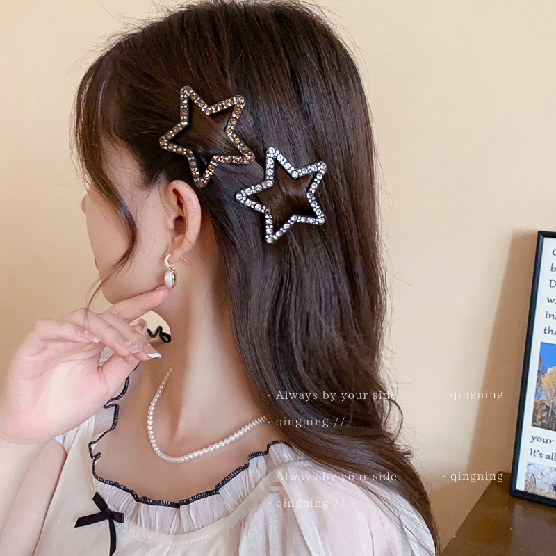 Kim Cương Giả Ngôi Sao Năm Cánh BB Kẹp Nữ Nổ Tóc Gãy Bên Kẹp Cao Cấp Rỗng Tóc Lưng Mũ Trùm Đầu